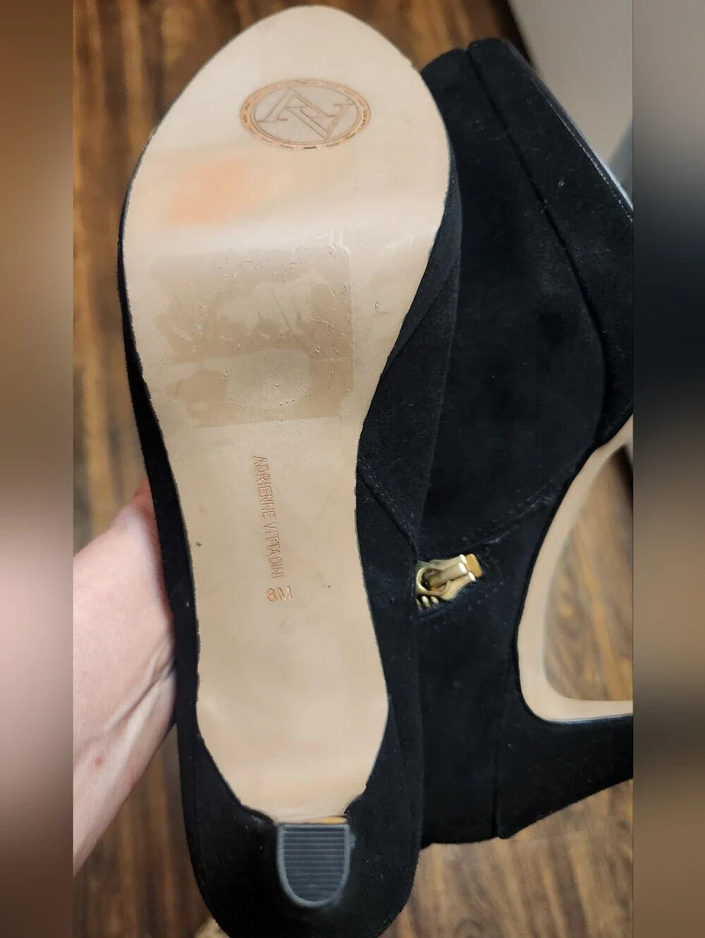 Adrienne Vittadini Black Suede Platform Ankle Booties Sz 8 NWOT